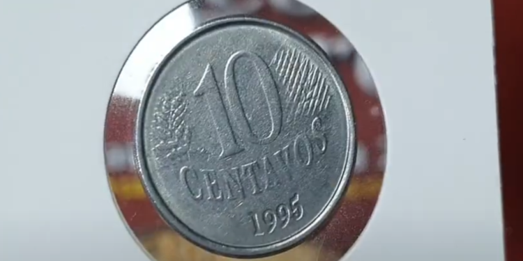 Moeda 10 centavos 1995 com erro