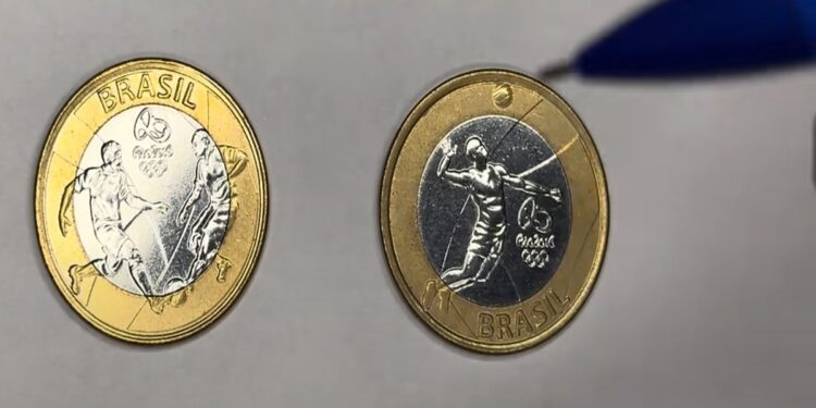 Moedas olímpicas do futebol e do voleibol