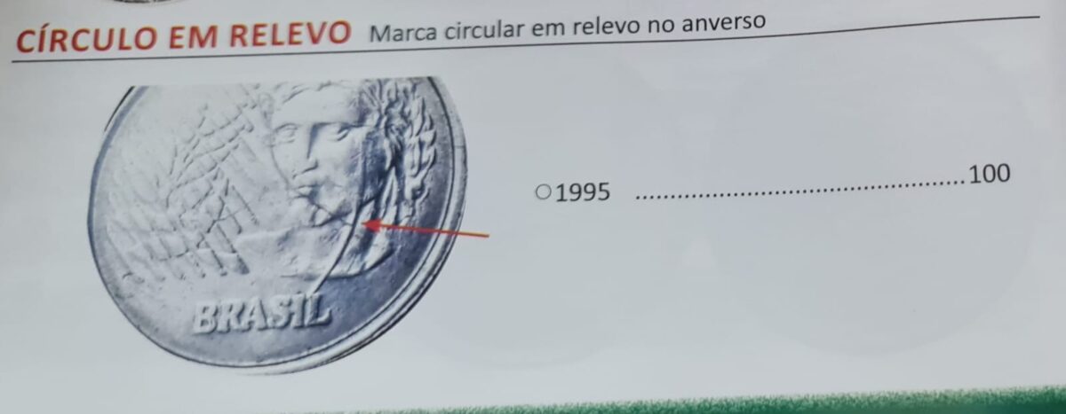 Valor da moeda de 1 centavo com círculo em relevo