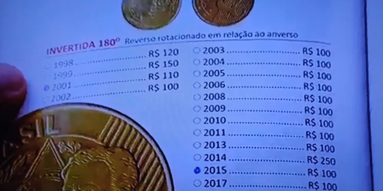 Valor da moeda de 10 centavos 2014 com reverso invertido era avaliada em R$ 250