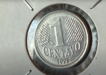 Moeda de 1 centavo de 1995, uma raridade que pode valer até R$ 650 dependendo das condições e erros de cunhagem.