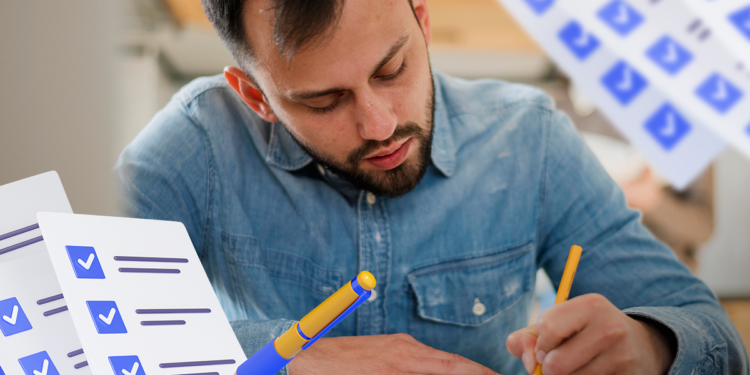 Candidato preenchendo formulário, representando expectativa por novo concurso do TCU