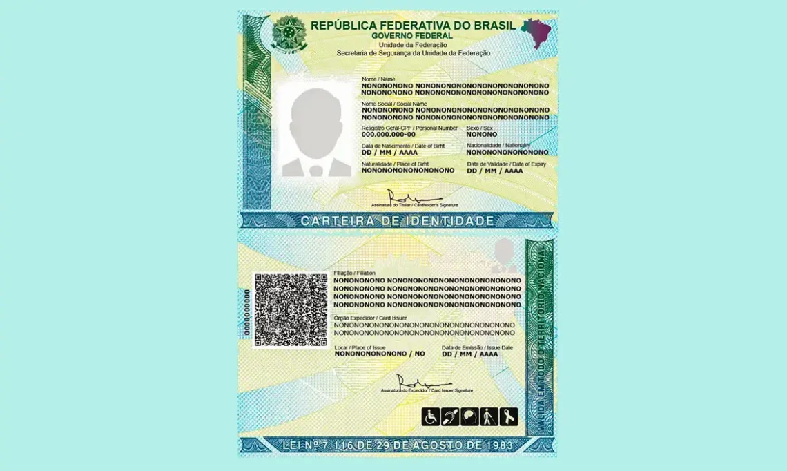 Imagem da nova Carteira de Identidade Nacional do Brasil, ilustrando a adesão ao novo modelo