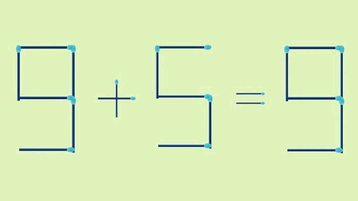 Desafio de matemática visual usando palitos de fósforo para corrigir equação.