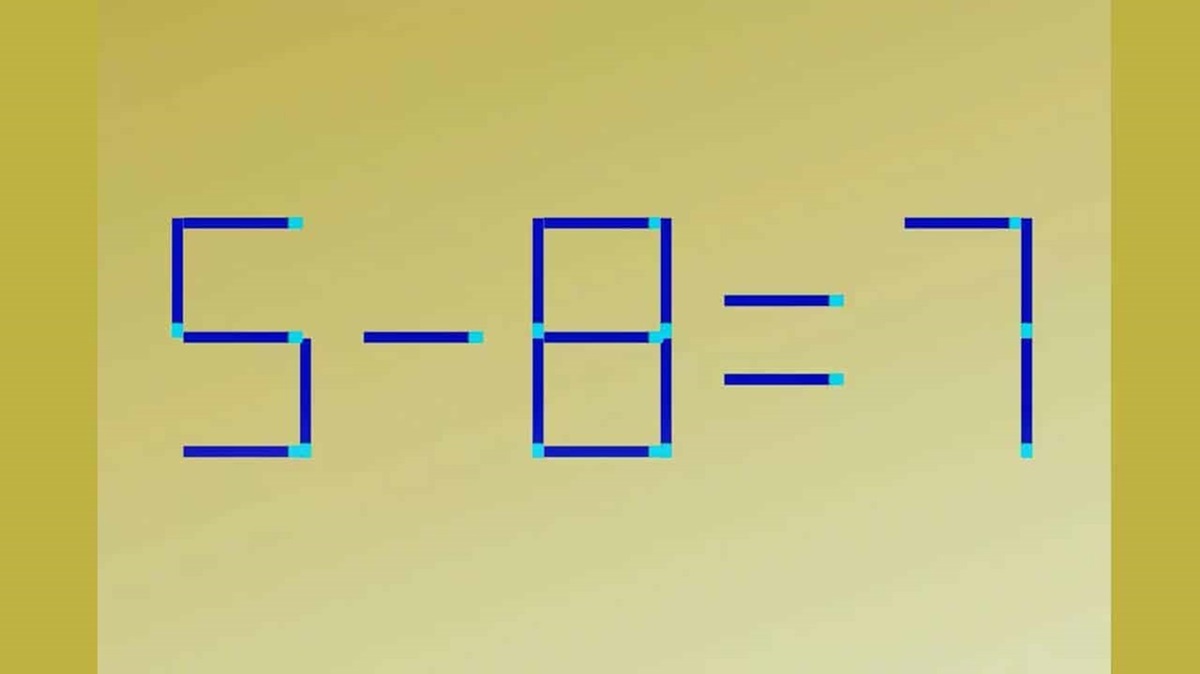  Desafio lógico com fósforos, onde é necessário mover dois fósforos para corrigir a equação.