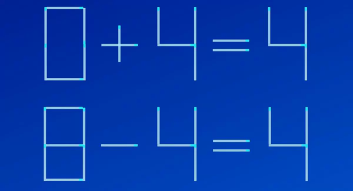 Solução do teste de QI com equação matemática errada feita com palitos de fósforo, pedindo para corrigir movendo um palito.