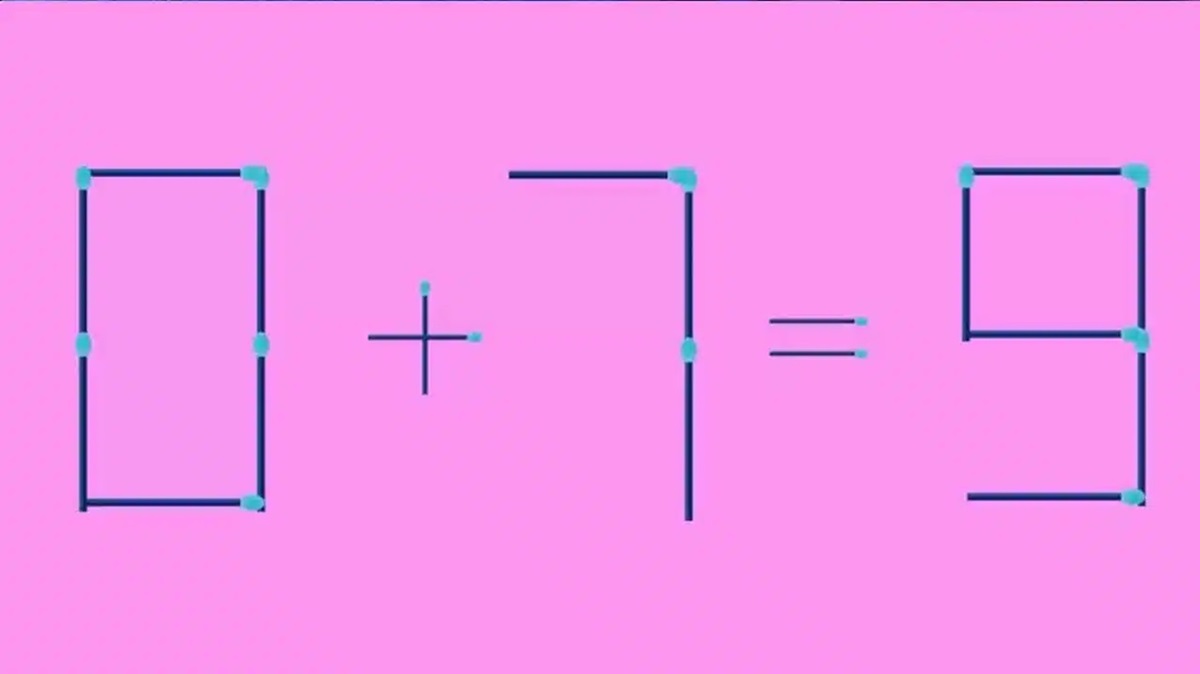 Equação matemática formada por palitos de fósforo, exibindo um erro lógico que precisa ser corrigido.