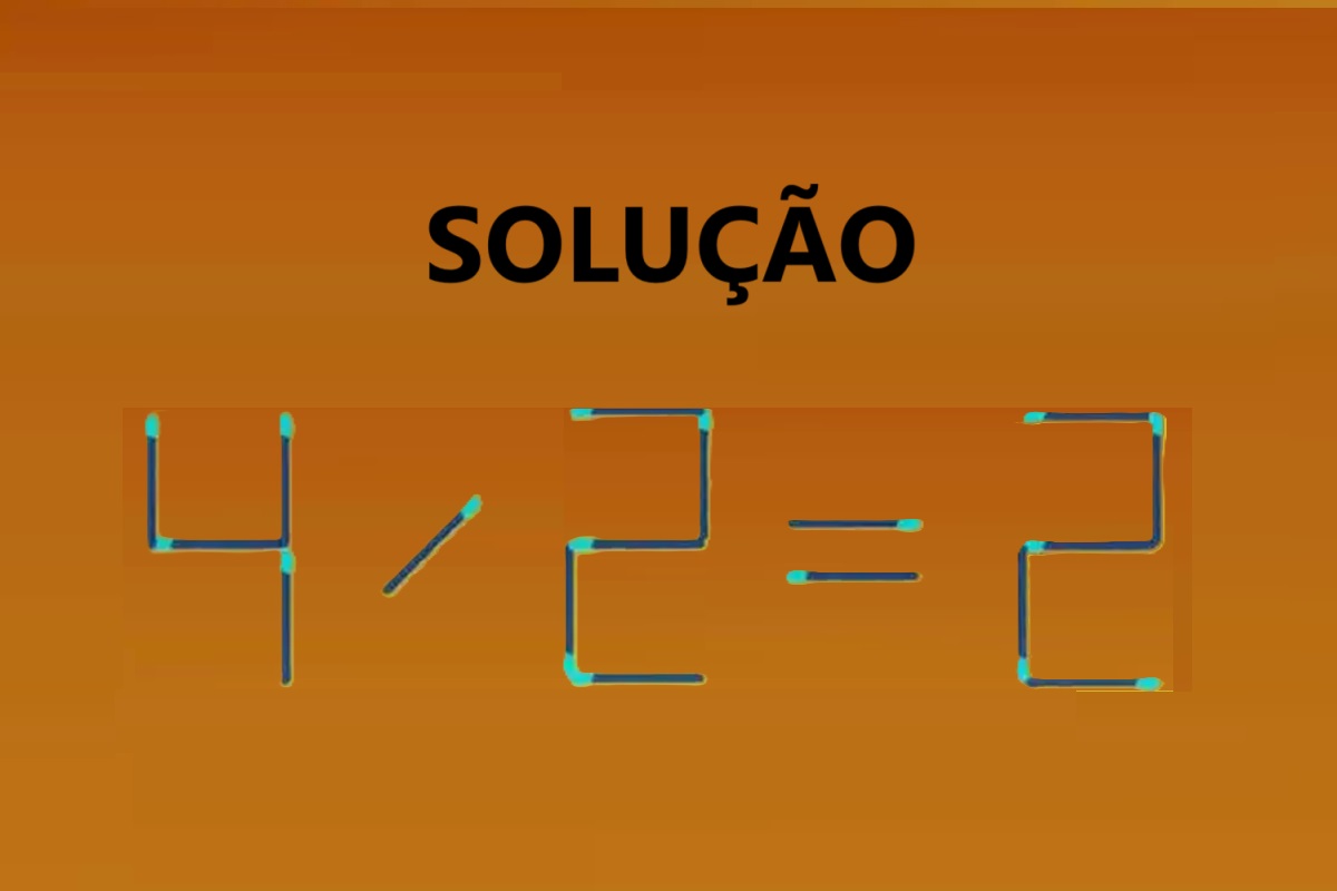 Solução do desafio matemático com equação incorreta formada por palitos de fósforo