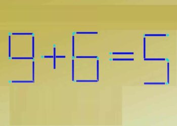 Desafio matemático com palitos de fósforo formando "9+6=5" como um desafio lógico