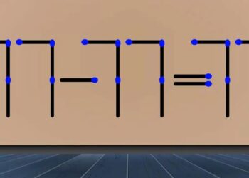 Desafio matemático com uma equação curiosa feita com fósforos mostrando 77 - 77 = 77.