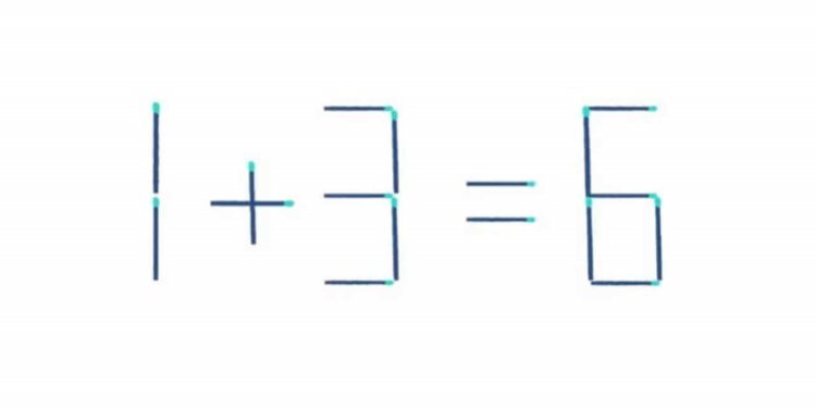 Teste de QI equação com fósforos incorreta desafiando a lógica matemática