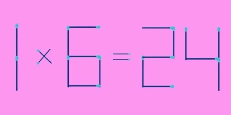 Teste de QI com fósforos: ajuste a equação 1 x 6 = 24 adicionando apenas 2 palitos