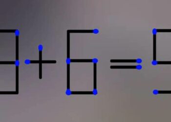 Teste de QI com uma equação feita de palitos de fósforo mostrando '9 + 6 = 5', com um erro a ser corrigido.