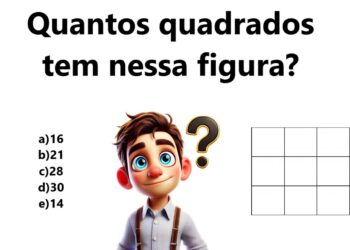 Teste de QI com desafio de raciocínio lógico com quadrados em uma figura de grade.