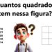 Teste de QI com desafio de raciocínio lógico com quadrados em uma figura de grade.