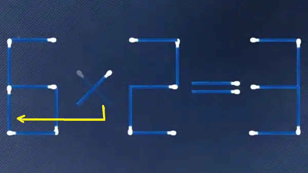 Solução do teste de QI com uma equação matemática formada por palitos de fósforo, pedindo para resolver com apenas um palito.