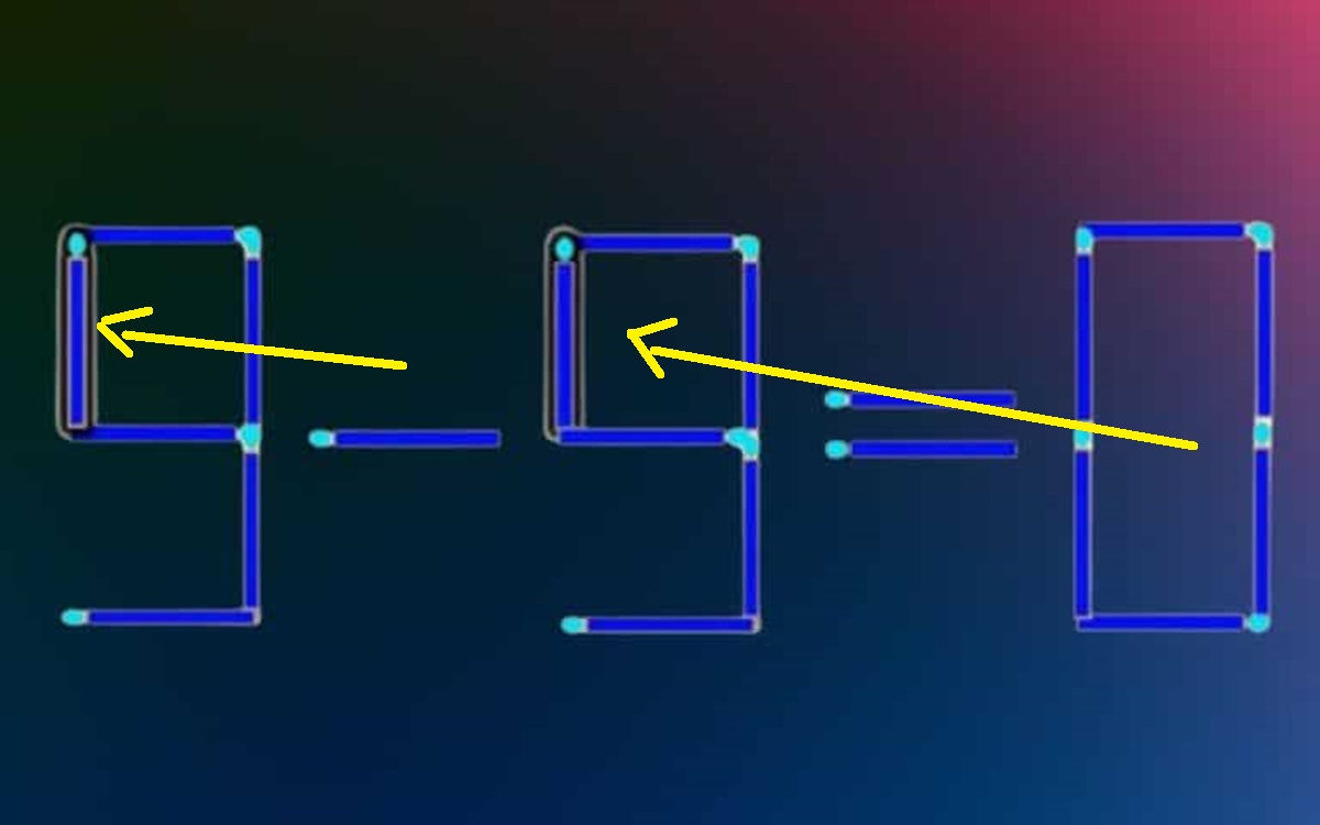 Desafio de palitos de fósforo com equação incorreta para corrigir movendo dois palitos.