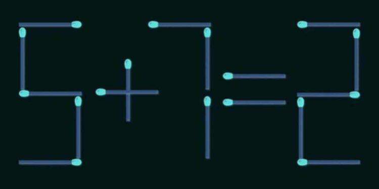 Desafio de raciocínio lógico envolvendo fósforos, com uma operação matemática incorreta.