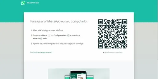 Tela do WhatsApp Web com código QR para login