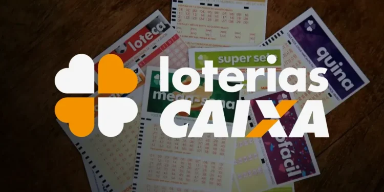 Diversos bilhetes de loteria com logo da Loterias Caixa em 2025