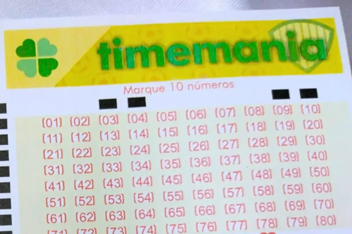 Bilhete da Timemania com números para marcação