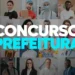 Diversos profissionais representando diferentes áreas com destaque para o texto "Concurso Prefeitura"