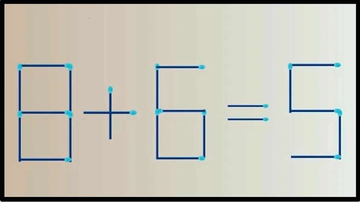 Equação matemática errada feita com fósforos, onde é preciso mover um fósforo para corrigir.