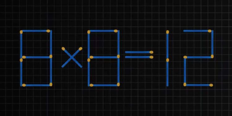 Desafio matemático com palitos: equação incorreta para corrigir movendo um palito