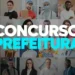 Banner com texto "Concurso Prefeitura" e fotos de profissionais de diferentes áreas