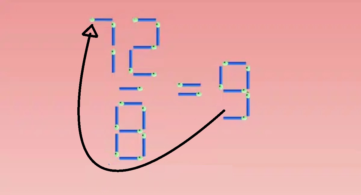 Solução do teste de QI matemático com palitos de fósforo: mova um para corrigir a equação.