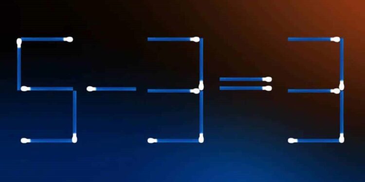 Teste de QI com palitos de fósforo – ajuste um palito para corrigir a equação.