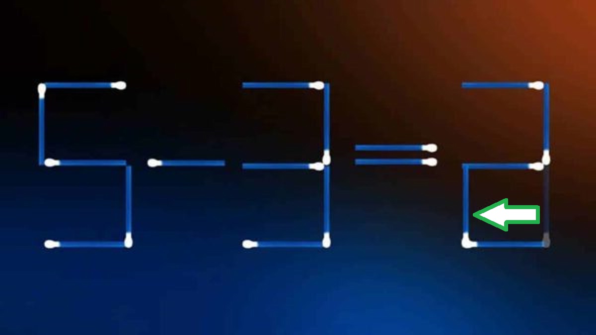 Solução do teste de QI com palitos de fósforo – ajuste um palito para corrigir a equação.