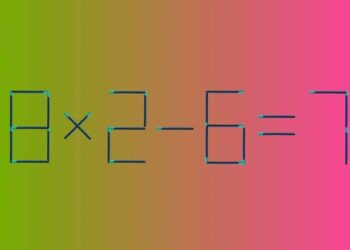 Teste de QI com palitos de fósforo mostrando 8×2-6=7, onde é preciso mover dois palitos para resolver o problema.