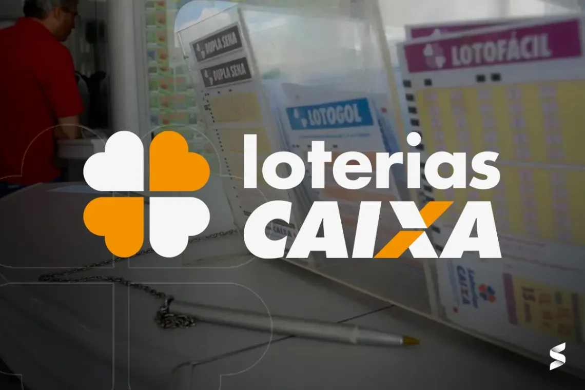 Aposte no Super Sete - Cartões de apostas e logotipo da Loterias Caixa