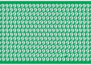 Desafio visual de percepção: encontre a letra P entre vários números 9.