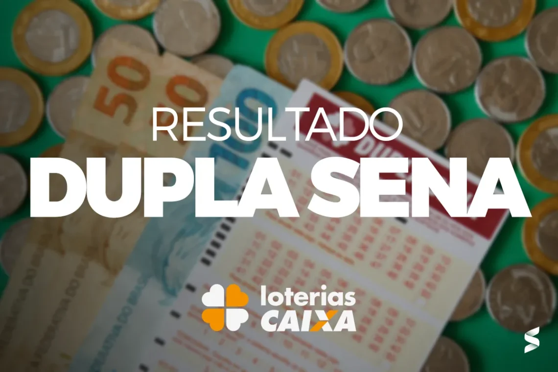 Bilhete da Dupla Sena com cédulas e moedas