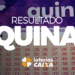 Cartão da Quina com os números sorteados do concurso, exibindo o resultado
