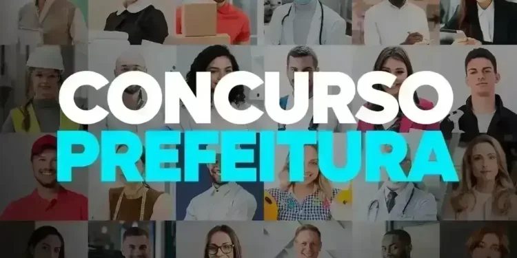 Diversas pessoas com diferentes profissões, representando a diversidade de oportunidades no concurso da Prefeitura.