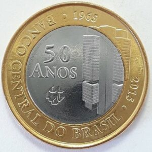 Moeda comemorativa dos 50 anos do Banco Central, edição de 2015, com potencial de valor de até R$ 1.500.