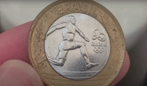 Moeda de atletismo Rio 2016 com possível erro de cunho Moeda de 1 real das Olimpíadas Rio 2016 com erro de cunhagem na modalidade atletismo