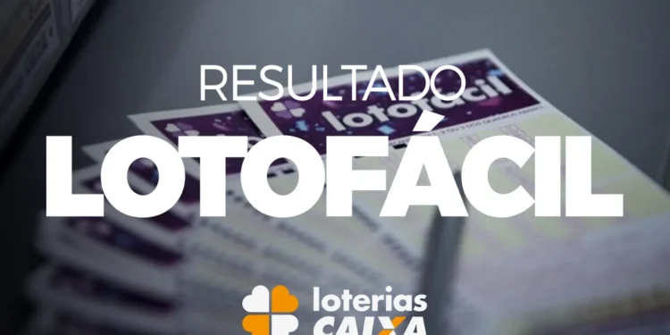 Cartões da LOTOFÁCIL com o logo das Loterias Caixa, resultado do sorteio do concurso 3383