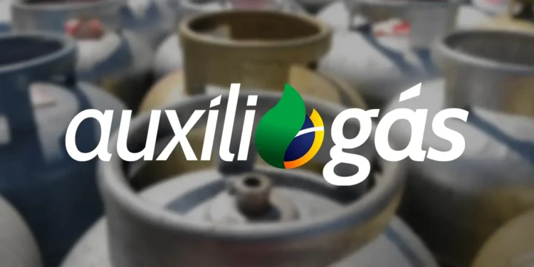 "Imagem ilustrativa de botijões de gás com o logo do programa Auxílio Gás"