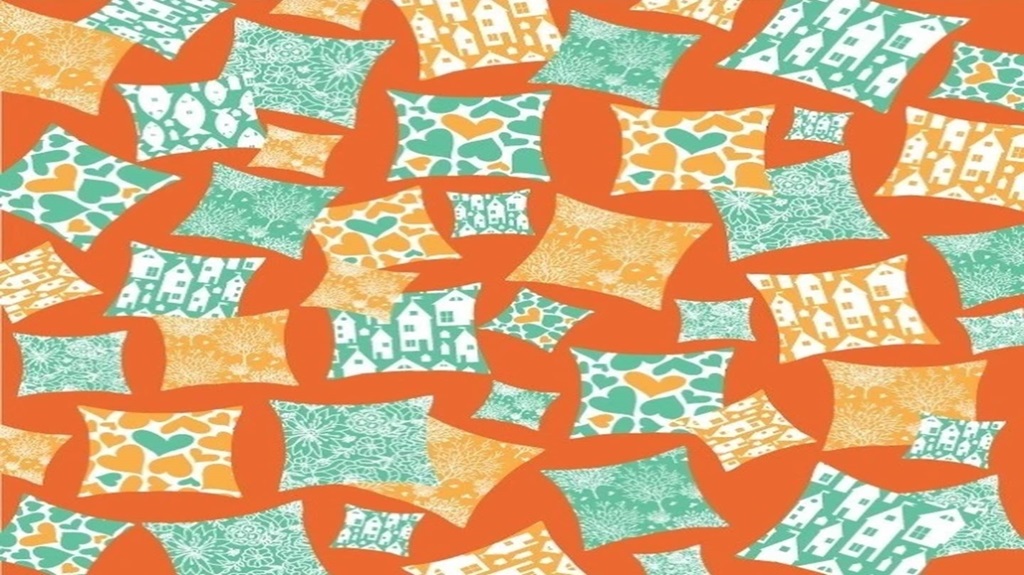Teste sua atenção e perceba qual travesseiro não combina com os demais neste desafio visual cheio de estampas. Imagem colorida com vários travesseiros estampados em tons de verde, amarelo e branco sobre fundo laranja, formando um padrão visual