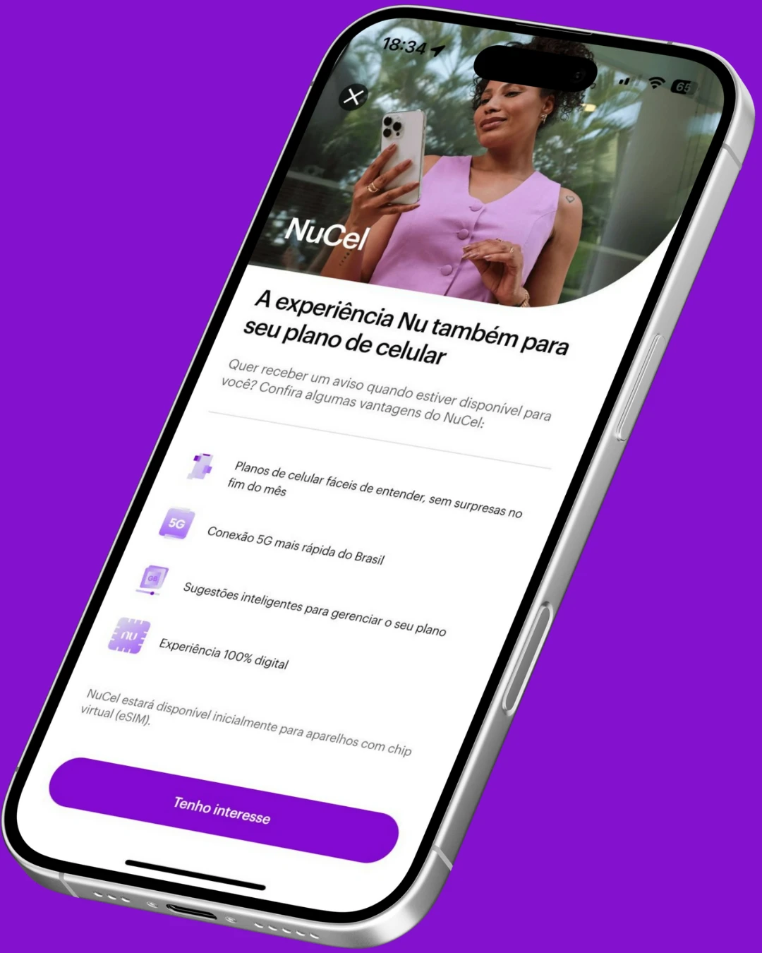 Conheça o NuCel: celular fácil, rápido e 100% digital Plano NuCel de telefonia móvel: experiência digital com conexão 5G rápida e planos transparentes.