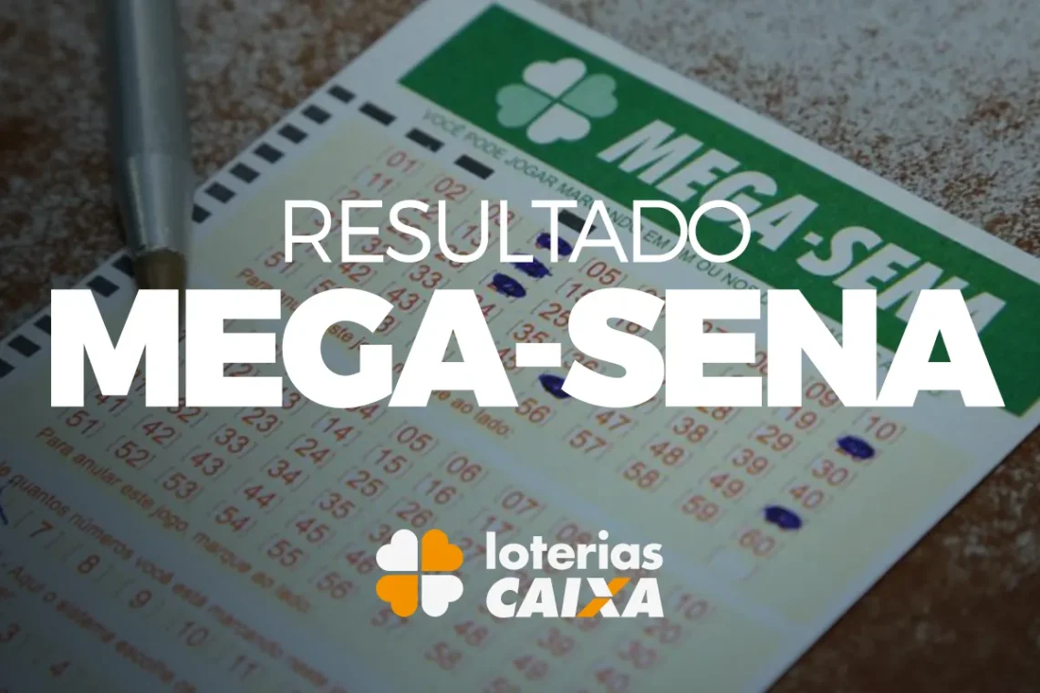Resultado da Mega-Sena de hoje Cartão da Mega-Sena com números marcados e texto "Resultado Mega-Sena" em destaque