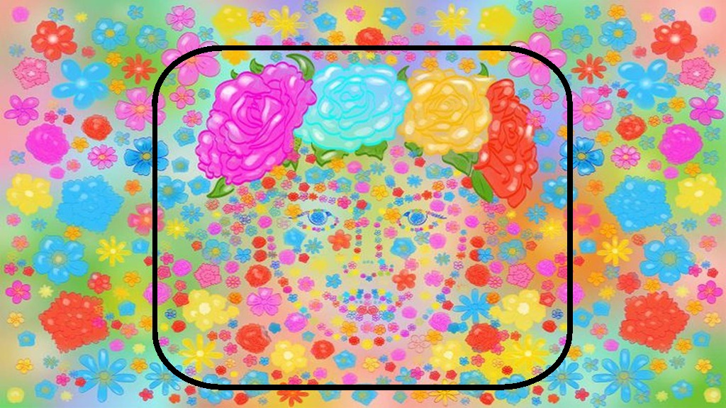 Consegue encontrar um rosto nesta ilusão de ótica? Solução do teste de QI com uma ilustração colorida com muitas flores formando um rosto feminino estilizado.