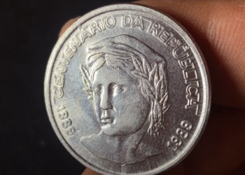 Moeda comemorativa de 1989 em homenagem ao centenário da República do Brasil