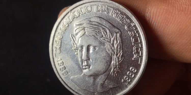 Moeda comemorativa de 1989 em homenagem ao centenário da República do Brasil