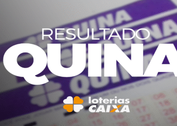 Imagem ilustrativa com destaque para o resultado da Quina das Loterias Caixa.