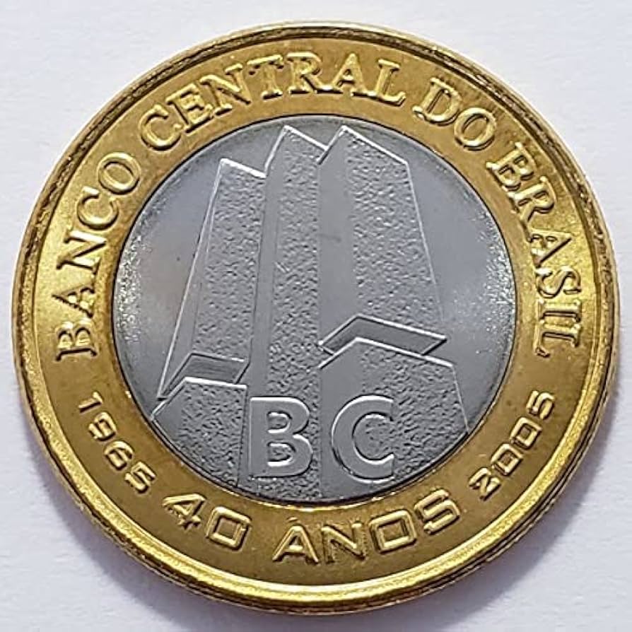 Moeda comemorativa de 1 real BC 40 anos em destaque